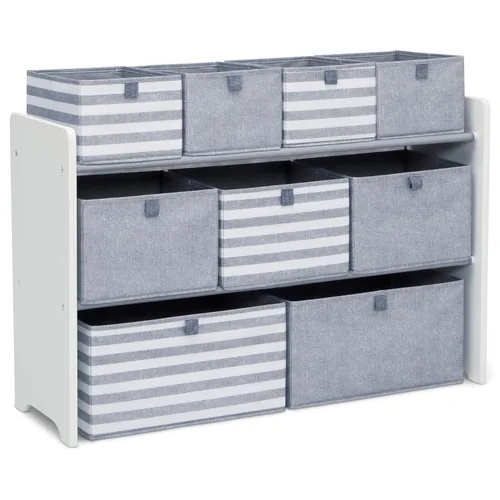 Vista 3 de Delta Children GapKids Deluxe Toy Organizer MySize Deluxe Toy Box - Gris/Blanco y Blanco Bianca