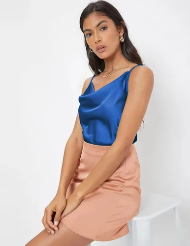 Vista 4 de Ekouaer Womens Cowl Neck Tank Tops Satin Camisole Basic Silky Loose Shirt Blouse