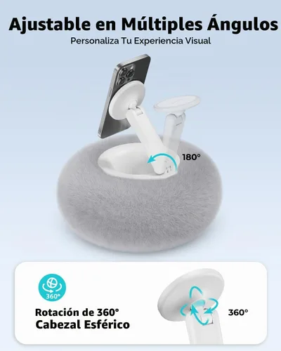 Vista 3 de Viozon Soporte de teléfono para cama, soporte de almohada magnético, compatible con teléfono/Kindle de 4-7" con almacenamiento pequeño, base