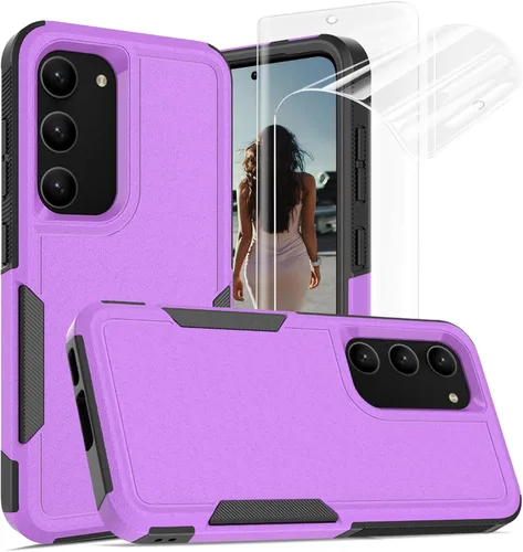 Vista 70 de Jeylly Funda para Samsung Galaxy S10 Plus S10+, ajuste delgado, doble capa, resistente, absorción de golpes, TPU con carcasa trasera de Negro