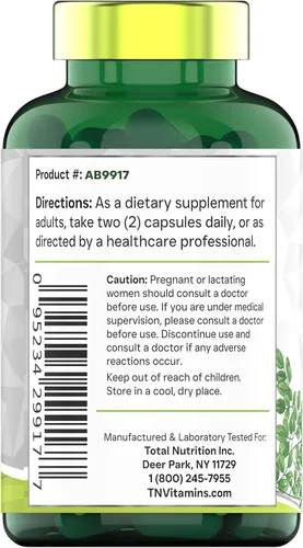 Vista 8 de tnvitamins Cápsulas de polvo de moringa orgánica: 1,200 mg por porción, 90 unidades Suplemento superalimenticio para energía y vitalidad* Hoja