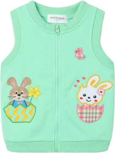 Vista 11 de Mud Kingdom Chalecos para niños y niñas, ropa de abrigo con bonito bordado de dibujos animados Azul