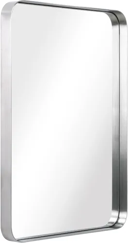 Vista 21 de Empire Art Direct Espejo de pared rectangular de acero inoxidable dorado ultra cepillado, espejo para baño, dormitorio, sala de estar, listo