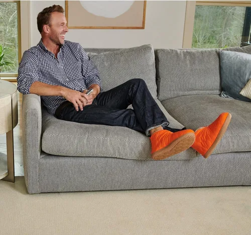 Vista 7 de Dearfoams Pantuflas tipo botín de calentamiento para interiores y exteriores para hombre