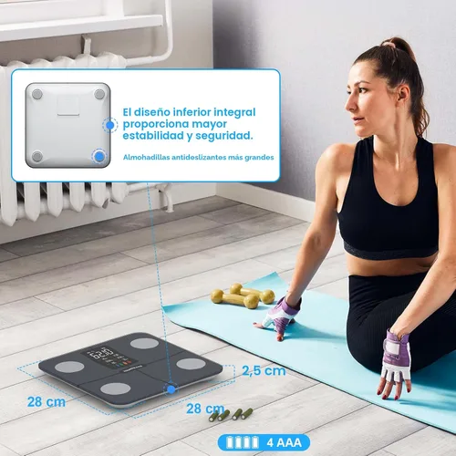 Vista 8 de Báscula inteligente para peso corporal: pantalla retroiluminada grande, báscula de peso de baño ultra precisa con 15 métricas de composición