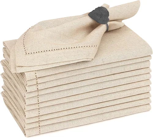 Vista 17 de Ruvanti Juego de 6 Servilletas de Lino, Servilletas de Tela de 18x18 pulgadas, Servilletas de Tela de Mezcla de Algodón y Lino Lavables, Suaves Negro