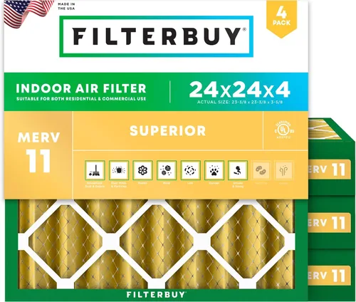 Vista 46 de Filterbuy Filtro de Aire 12x12x1 pulgadas MERV 11 Defensa Superior contra Mascotas y Alergias (Paquete de 4), Filtros de Reemplazo Electrostáticos
