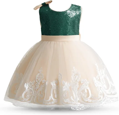 Vista 3 de NNJXD - Vestido de princesa de tul con flores, para usar en bodas, para niñas pequeñas y bebés