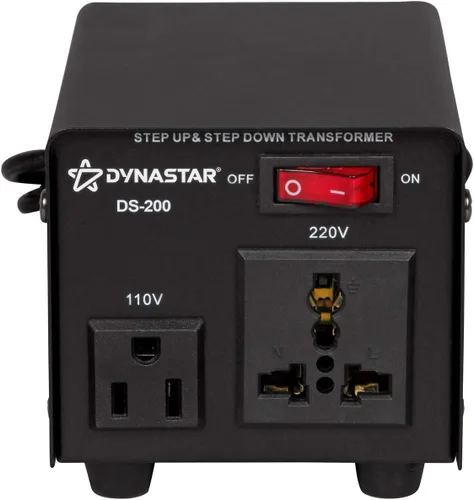 Vista 2 de Dynastar conversor y transformador de voltaje hacia arriba y hacia abajo 110-220 a 220-240 voltios; resistente, bobina extra durable