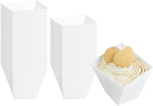 Vista 15 de Restaurantware Platos de postre de 2 onzas, 100 mini tazas desechables para servir fiestas, platos Girata de plástico negro duradero y sostenible