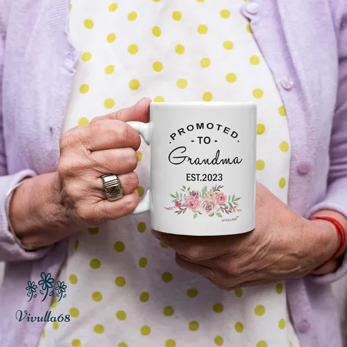 Vista 6 de Taza personalizada con texto en inglés "Promoted To Grandma Cup, Frist Time Grandma Cup, Grandma To Be", regalo para la nueva abuela, tazas de café