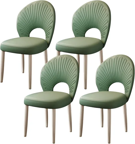 Vista 24 de JKGHK Dining Chairs, Leather Kitchen Chairs, Upholstered Armless Dining Room Chair, Accent Living Room Side Chair with High Backrest, for Cafe Black