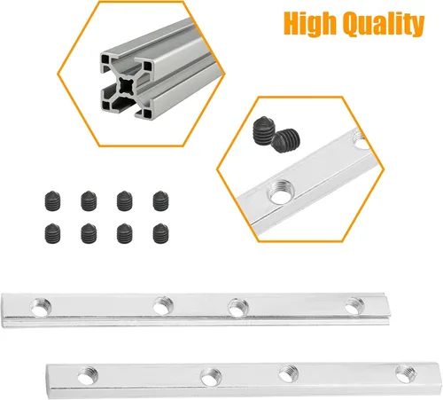 Vista 3 de 4 conectores de línea recta 2020, conectores de extrusión de aluminio con ranura en T con tornillos M5, soportes de línea de unión de 3.9 pulgadas