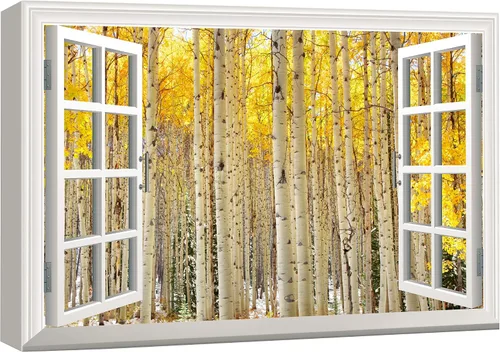 Vista 41 de Cuadro decorativo con diseño de ventana moderna blanca con vista, de la marca Wall26®