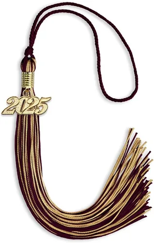 Vista 25 de Endea Graduation - Borla de doble color mixto con fecha dorada (negro/dorado antiguo, 2021)