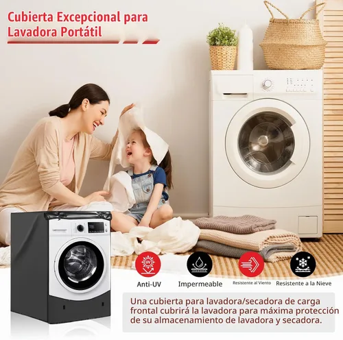 Vista 5 de Funda para Lavadora de Carga Frontal, Oxford 420D Resistente, Impermeable, Ajuste Universal