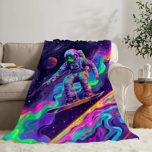 Vista 7 de Manta de Astronauta Manta de Tiro Espacial Regalos y Decoración de Astronauta Manta de Astronauta de Fantasía para Niños Niñas Mujeres Hombres Niños