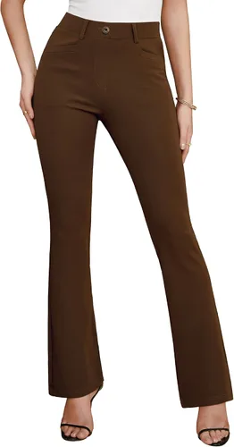 Vista 2 de siliteelon Pantalones de vestir para mujer, pantalones de trabajo casuales para mujer, pantalones de yoga con corte de bota, pantalones de negocios