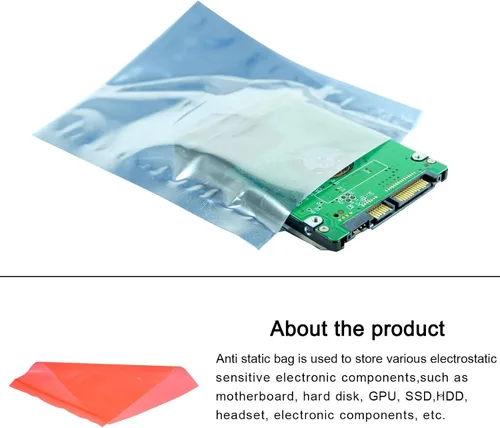 Vista 3 de Bolsas antiestáticas ESD blindaje bolsas resellables, [para dispositivo electrónico GPU disco duro SSD HDD placa base] - 7x10"/25pcs/Red