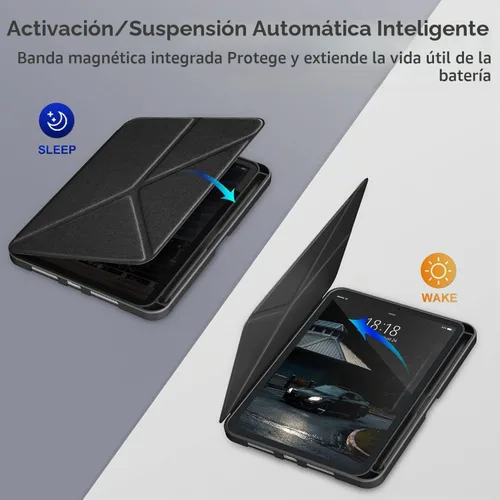 Vista 6 de DTTO Funda para iPad mini 7 (A17 Pro) 2024 / iPad mini 6 2021 de 8.3 pulgadas con soporte para lápiz, cubierta magnética de pie multiángulo