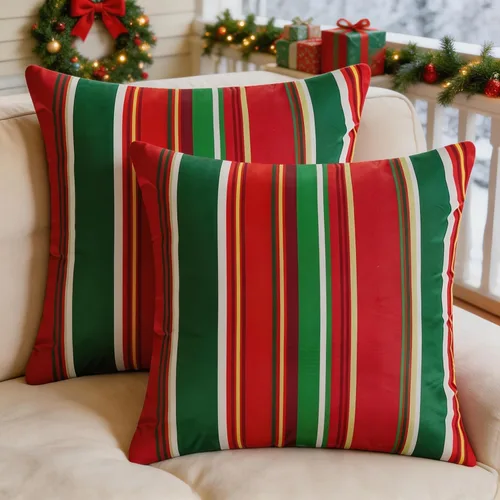Vista 13 de Fall Striped Pillow Covers 16X16 inch Outdoor Pillows Waterproof Set of 2 Color otoñal