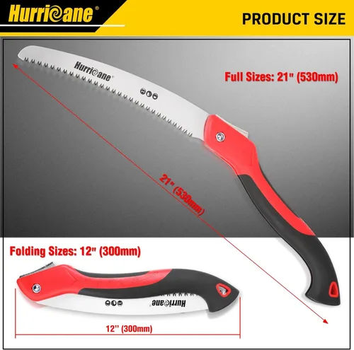 Vista 2 de HURRICANE Sierra plegable/implemento de poda de 10 pulgadas/engranaje de corte de madera/cortador de árbol de campamento con hoja curva SK5/dientes