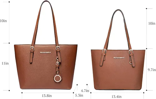 Vista 6 de Montana West Bolso de mano para mujer bolso de hombro de cuero vegano tamaño grande y mediano juego de 2 monederos