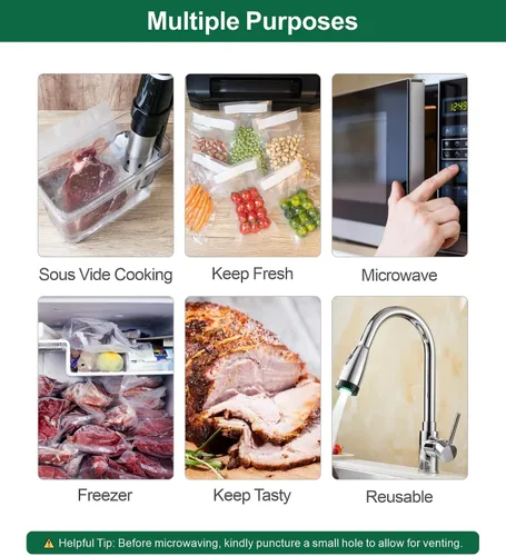 Vista 9 de Bolsas selladoras al vacío para alimentos, 50 x 10 pulgadas, etiqueta preimpresa, sin BPA, bolsas pequeñas para ahorrar alimentos, ideal para bolsas