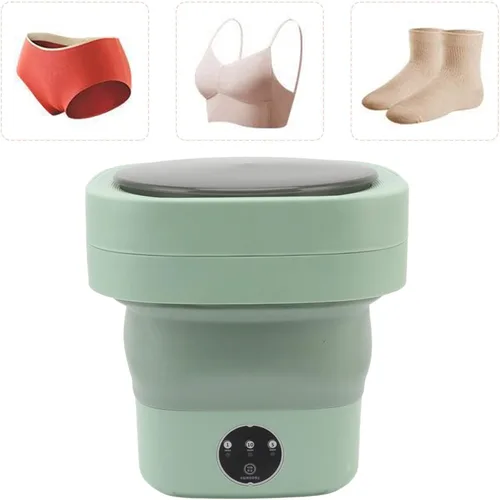 Vista 6 de Lavadora plegable portátil, capacidad de 6.5 litros, simula lavado a mano, ideal para prendas delicadas, calcetines y ropa interior, enchufe de EE.