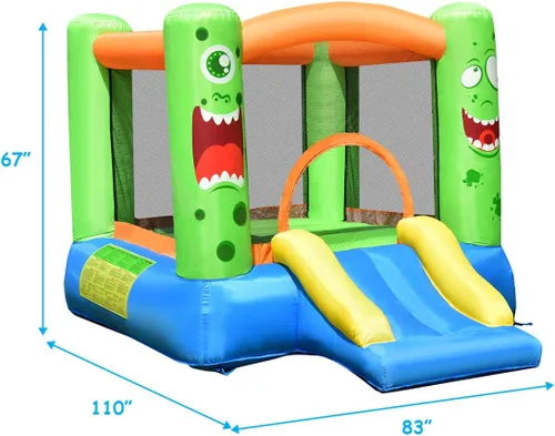 Vista 7 de BOUNTECH Casa Inflable de Rebote, Casa de Rebote para Niños Interior Exterior Fiesta con Área de Salto, Incluye Soplador, Bolsa de Transporte