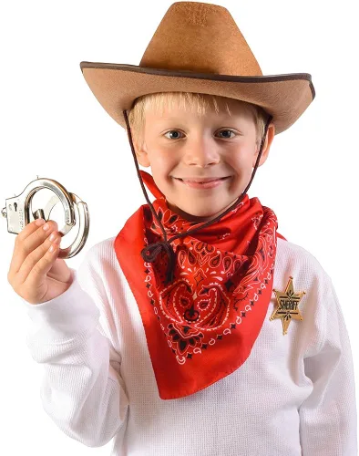 Vista 5 de Disfraz d sheriffSombrero vaquero con accesorios de cowboy Divertidos sombreros de fiesta de sheriff del oeste., M