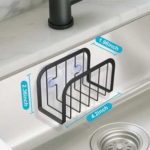 Vista 2 de SHFKS Portaesponjas para Fregadero de Cocina, Organizador de Cocina con Portaesponjas, Portajabón para Platos - Negro