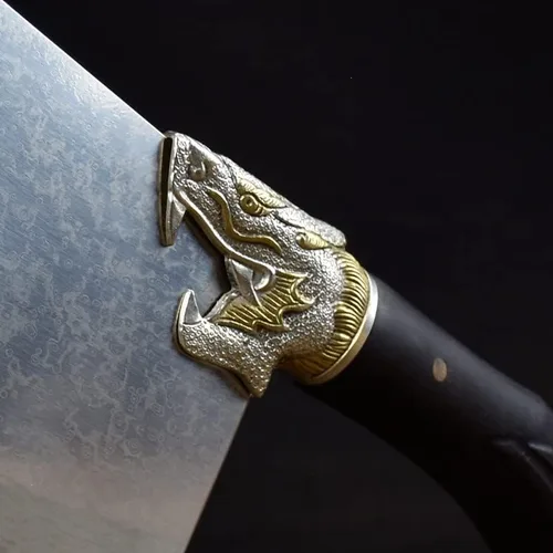 Vista 4 de Cuchillo de chef chino de 7.5 pulgadas, 67 capas, cuchillo de cocina de acero de damasco, cuchillo de cocina, cuchillo de china, cobre y mango