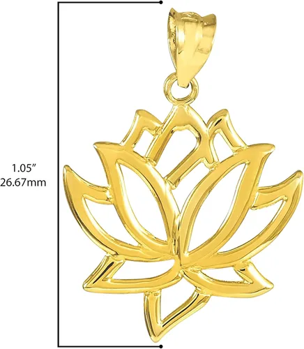 Vista 3 de 14K oro amarillo colgante de flor de loto