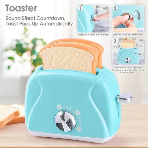 Vista 5 de Juguetes de electrodomésticos de cocina para niños, juego de accesorios de cocina de juego para niños, juguetes de cocina de simulación para niños