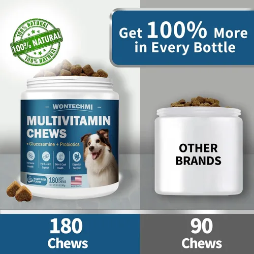 Vista 4 de Multivitamínico para perros, glucosamina condroitina para perros, aceite de krill, probióticos, vitaminas y suplementos para perros para corazón