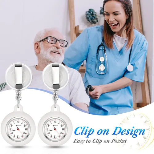 Vista 3 de Outus Reloj de enfermera de 4 piezas para enfermeras médicos, reloj de enfermera, broche de bolsillo, reloj digital