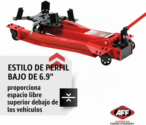 Vista 2 de AFF Gato de transmisión hidráulica manual de perfil bajo - Cuerpo de acero resistente, sillín ajustable con cadena de seguridad y mango 360 - Para