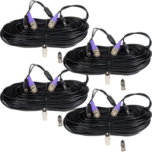 Vista 4 de VideoSecu Paquete de 2 cables de alimentación de video para cámara de seguridad HD de 100 pies, cable de extensión todo en uno con conectores BNC