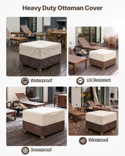 Vista 6 de Vailge - Funda de taburete para patio, impermeable, resistente, con asas acolchadas; ideal como cubierta para mesa auxiliar de patio, cubierta