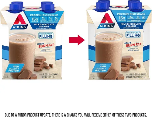 Vista 3 de Atkins Paquete de batido de proteína de chocolate con leche y caramelo café (12 + 12 unidades)
