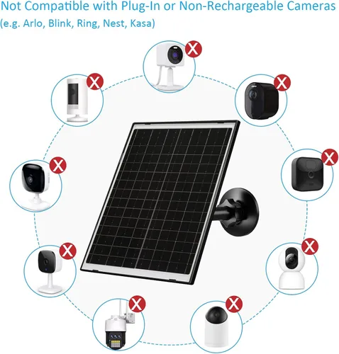 Vista 6 de Zivif Cargador solar USB-C de 10 W con panel de vidrio, panel solar USB para cámaras de seguridad, con DC 5.5x2.1mm y puerto micro USB, IP66 Negro