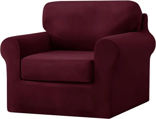 Vista 16 de UNBBRRL Fundas de sofá de 3 piezas para sofá, funda de terciopelo elástico para sillón con 1 funda de cojín de asiento y 1 funda de respaldo