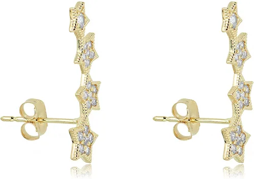 Vista 2 de AVORA - Pendientes de oro amarillo de 10 quilates con diseño de estrellas de orugaescalador de diamantes de imitación