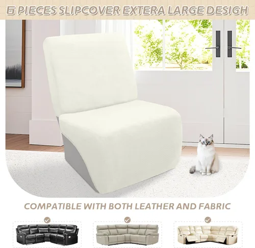 Vista 650 de Arfntevss Fundas de sofá seccional reclinable de terciopelo, Funda de sofá seccional de esquina para sofá reclinable, Funda elástica suave