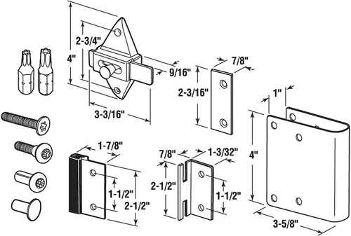 Vista 2 de Sentry Supply 656-1000 Kit de reparación "Qwik-Fix" para puertas batientes de borde redondo de 1 pulgada (paquete individual)