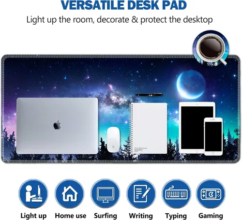 Vista 3 de AIMSA - Alfombrilla de mouse grande para juegos, extendida con borde cosido, alfombrilla de mouse para teclado XL, base de goma antideslizante, 31.5