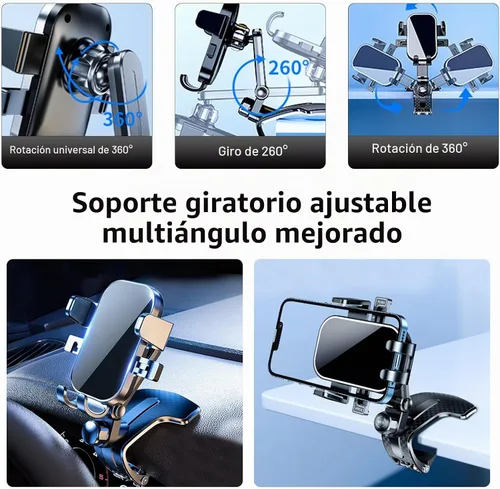 Vista 7 de Soporte para teléfono de automóvil, soporte de navegación para consola central, soporte giratorio ajustable universal, compatible con teléfonos