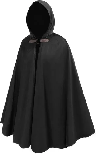 Vista 2 de Renaissance Cloak with Hood Medieval Velvet Hooded Cape Victorian Hooded Cloak Halloween Costume for Boys Girls
