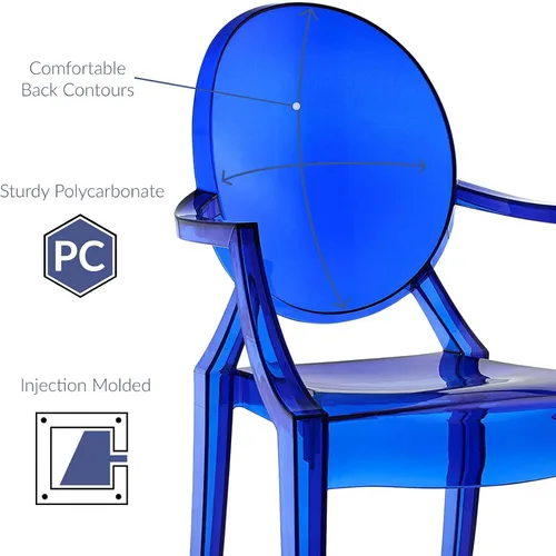 Vista 3 de Silla de Comedor transparente de Casper, Plástico, Azul